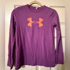 Under Armour Violet Long Sleeve with Orange Logo, Youth L